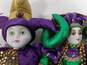 2 Mardi Gras Purple Jester Dolls W/ Porcelain Heads image number 6