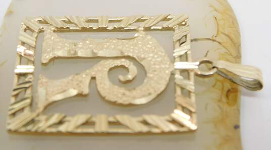 14K Yellow Gold Square Textured Initial R Pedant 3.1g image number 4