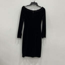 Womens Black Velvet Long Sleeve Boat Neck Pullover Sheath Dress Size 4 alternative image