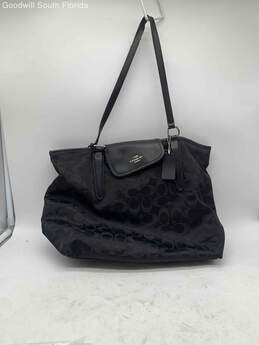 Coach Womens Black Logo Printed Bag Charm Inner Pocket Shoulder Handbag