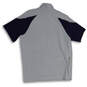 Mens Gray Blue Collared Short Sleeve Quarter Zip Activewear T-Shirt Size M image number 4
