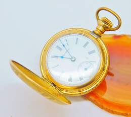 Ladies Vintage Gold Filled Hampden Molly Stark Floral Etched Hunting Case Pocket Watch  31.0g