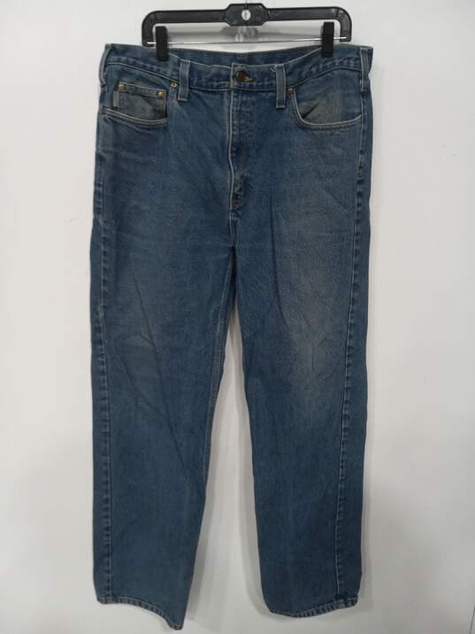 Men’s Carhartt Relaxed Fit Straight Leg Jeans Sz 38x36 image number 1