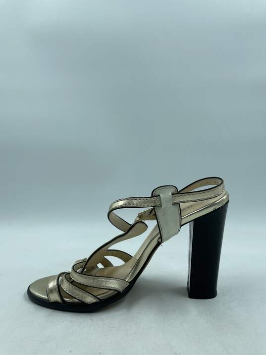 Vtg Bally Ribona Gold T Bar Sandals W 8.5 COA image number 2