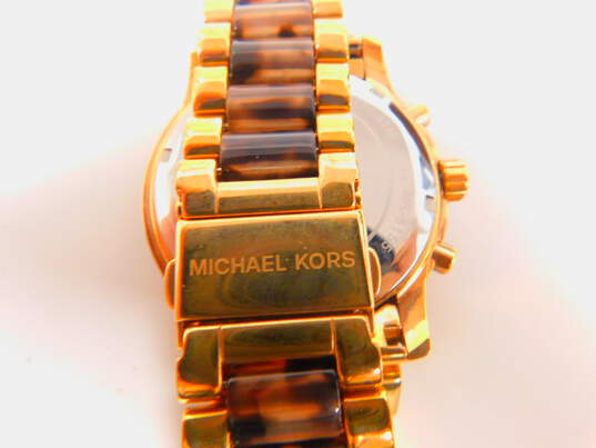 J. Crew Designer Icy Gold Tone Statement Necklace & Michael Kors MK-6155 Chronograph Watch 146.0g image number 5