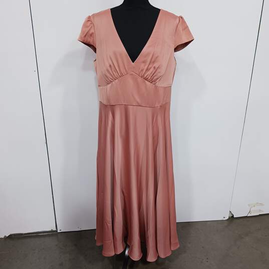 Oleg Cassini Women's Desert Rose Satin Cap Sleeve Dress Size 16 NWT image number 1