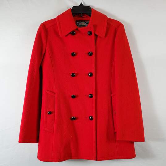 Mackintosh Women Red Pea Coat Sz 8 image number 1