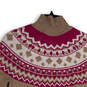 Womens Tan Pink Fair Isle Long Sleeve Mock Neck Pullover Sweater Size Small image number 4