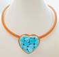 Copper Jay King Desert Rose Trading Turquoise Cluster Heart Pendant Necklace image number 1
