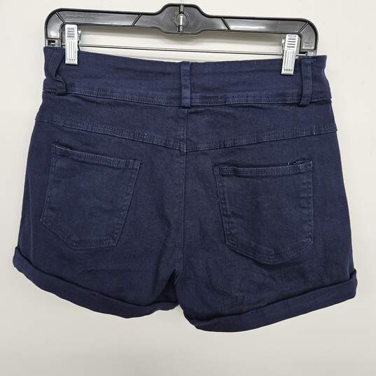 Blue High Waist Workwear Denim Shorts image number 2