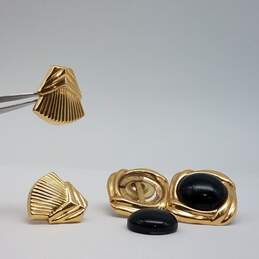14k Gold Black Gemstone Post Earring 2pcs 8.0g