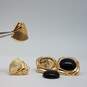 14k Gold Black Gemstone Post Earring 2pcs 8.0g image number 1