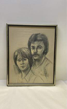 Portrait of a Couple Drawing by Bob Hicks Signed. Framed 1978