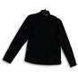 Womens Black Long Sleeve 1/4 Zip Modern Pullover Hoodie Size Large image number 1