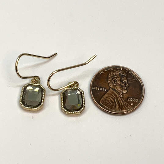Designer J. Crew Gold-Tone Crystal Cut Stone Fish Hook Drop Earrings image number 3