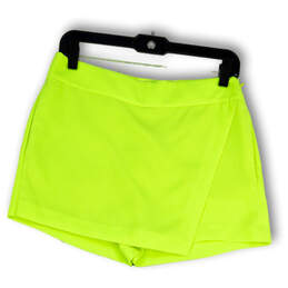 Womens Green Flat Front Side Zip Stretch Asymmetric Skort Skirt Size 4