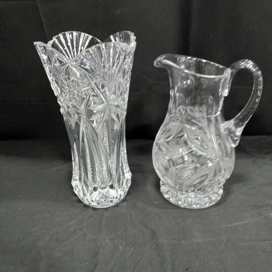 Crystal Glass Vase & Pitcher Bundle image number 1