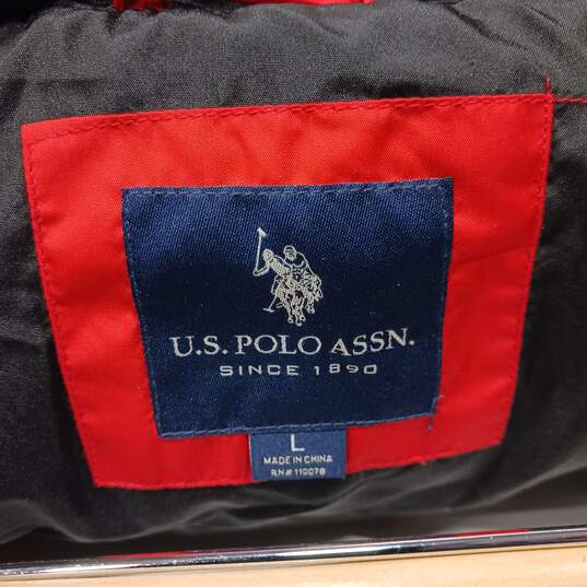 Men's U.S. POLO Assn. Men's Red & Black Hooded Jacket Size  L image number 4