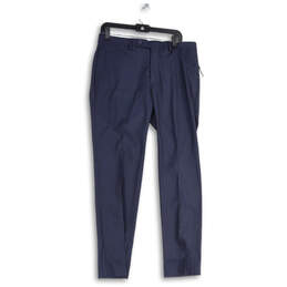 NWT Mens Blue Flat Front Pockets Straight Leg Slim Fit Dress Pants Sz 33x30
