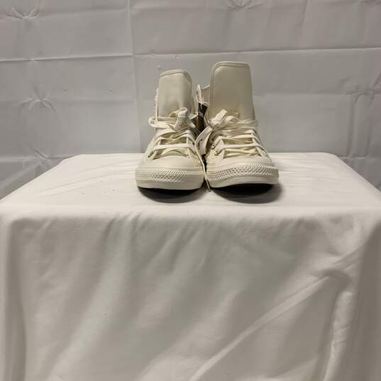 Cream And White Converse High Top Sneakers image number 2