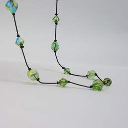 Dabby Reid Silver Tone Faceted Green Bead Station 15 1/2inch Necklace 11.5g alternative image