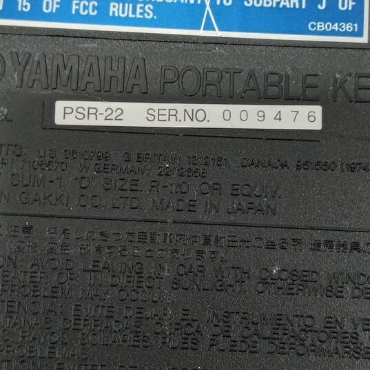 Yamaha 61-Key Electronic Keyboard Model PSR-22 image number 5