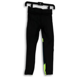 Womens Black Green Elastic Waist Flat Front Compression Leggings Size XS alternative image