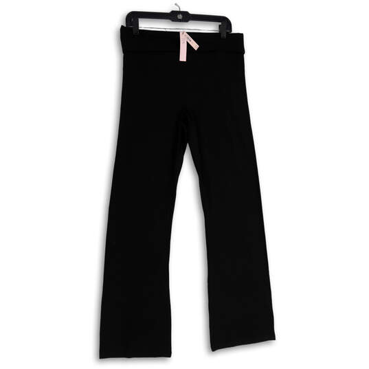 NWT Womens Black Flat Front Elastic Waist Straight Leg Trouser Pants Size L image number 3