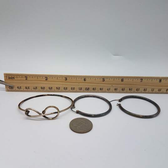 Sterling Silver Hoop Earring 7 Inch Tension Bracelet Bundle 2pcs 12.3g image number 9
