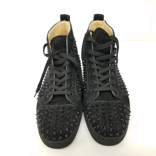 Christian Louboutin Louis Black Veau Velours Studded High Tops Men's Size 13 image number 3
