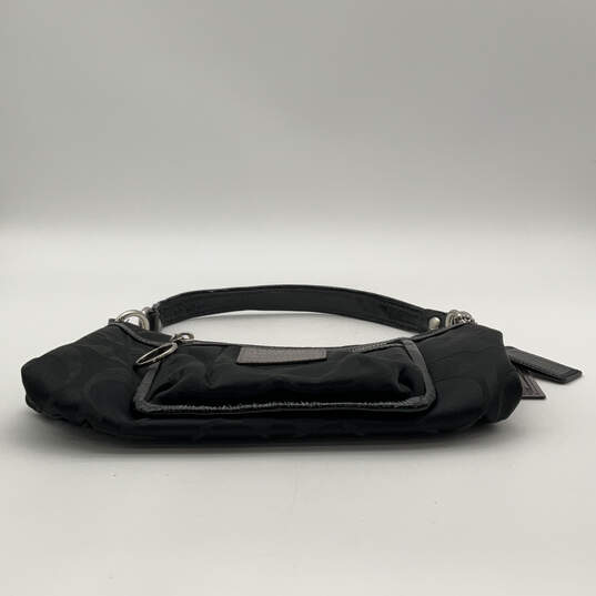 Womens Black Signature Print Bag Charm Inner Pocket Zipper Handbag image number 3