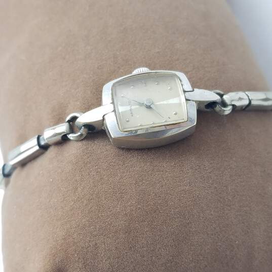 Hamilton 14k White Gold 22 Jewels Vintage Art Deco Automatic Manual Wind Watch image number 4