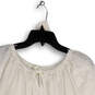 Womens White Tie Neck 3/4 Balloon Sleeve Pullover Blouse Top Size Medium image number 3