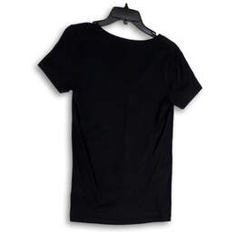 Womens Black V-Neck Short Sleeve Stretch Pullover T-Shirt Size Small alternative image