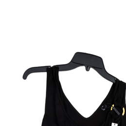 NWT Womens Black Sleeveless Wide Strap V-Neck Ruched Bodycon Dress Size M alternative image