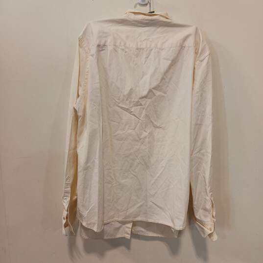 Womens Tan Cotton Long Sleeve Point Collar Dress Shirt Size 3X image number 2