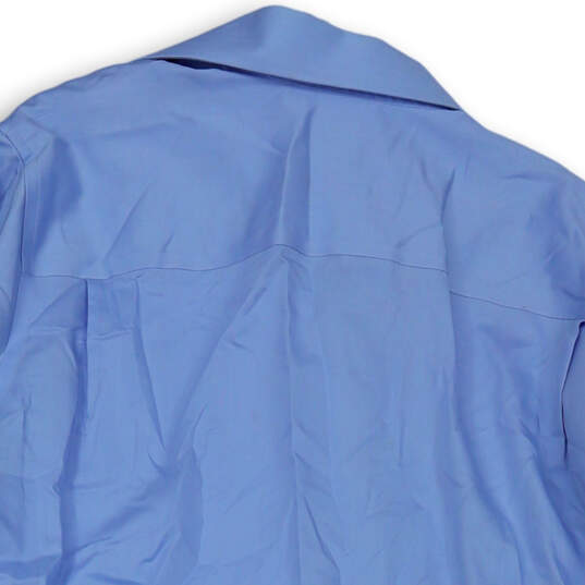 Mens Light Blue Long Sleeve Pocket Spread Collar Dress Shirt Size 17.5 image number 4
