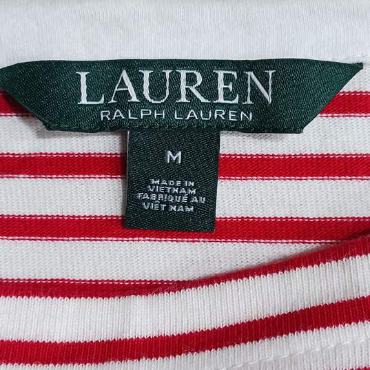 Lauren Ralph Lauren Women's Red Lipstick Stripe Thariana Bell Sleeve Dress Size M NWT image number 4