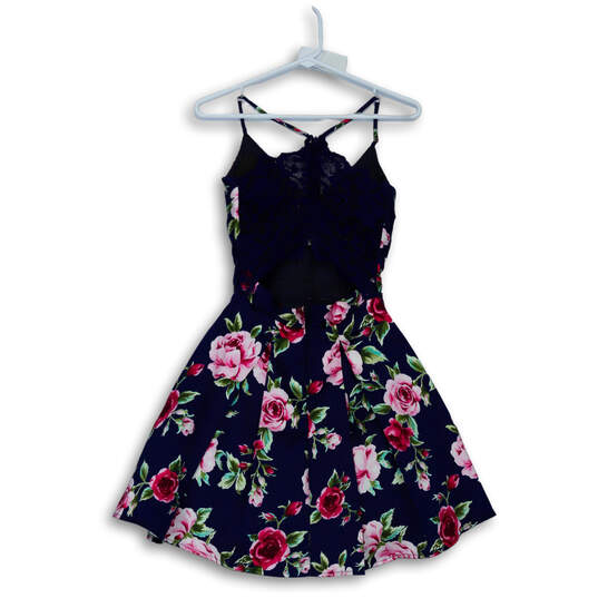 Womens Multicolor Floral Spaghetti Straps Back Zip Fit & Flare Dress Size 1 image number 2