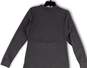 Womens Gray Long Sleeve Crew Neck Pockets Knee Length Sweater Dress Size M image number 4