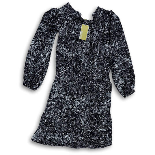 NWT Womens Black Floral Long Sleeve Pullover Fit And Flare Dress Size XS image number 1