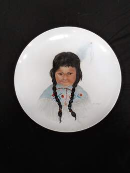 Original Native American Girl Portrait On A Plate alternative image