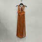 NWT Womens Orange Floral Sleeveless Side Slit Smocked Long Maxi Dress Sz 8 image number 1