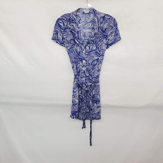 Wilfred Blue & White Patterned Belted Mini Dress WM Size XXS image number 1