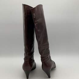 Womens Brown Leather Almond Toe Knee High Cone Heel Riding Boots Size 8 B alternative image