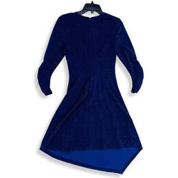 Vince Camuto Womens Blue Glitter Asymmetrical Hem Back Zip Bodycon Dress Size 8 alternative image