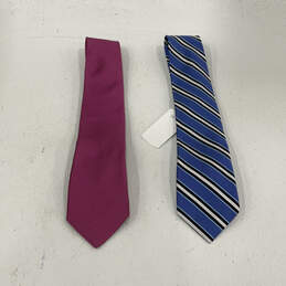 NWT Lot of 2 Mens Multicolor Striped Silk Adjustable Designer Neckties alternative image