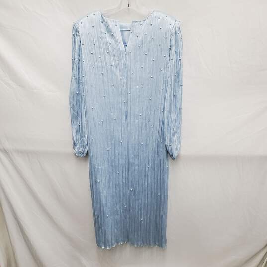 Morton Myles WM's Mid-Length Midi Chiffon Column Beaded Light Blue Dress Size 10 image number 1
