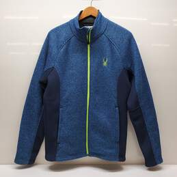 Spyder Men's Blue & Lime Foremost Constant Core Full Zip Sweater Sz M