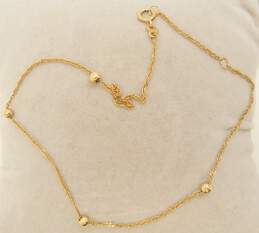 14K Yellow Gold Ball Station Anklet 1.0g